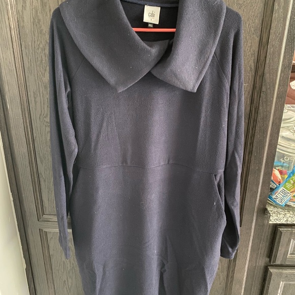 CAbi Blue Asymmetrical Sheath Dress with Cuffed Sleeves - Picture 2 of 5